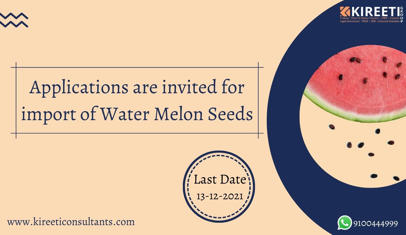 export, import, watermelon, watermelon seeds, import policy, kireeti consultants, kcgroup, public notice, iec,