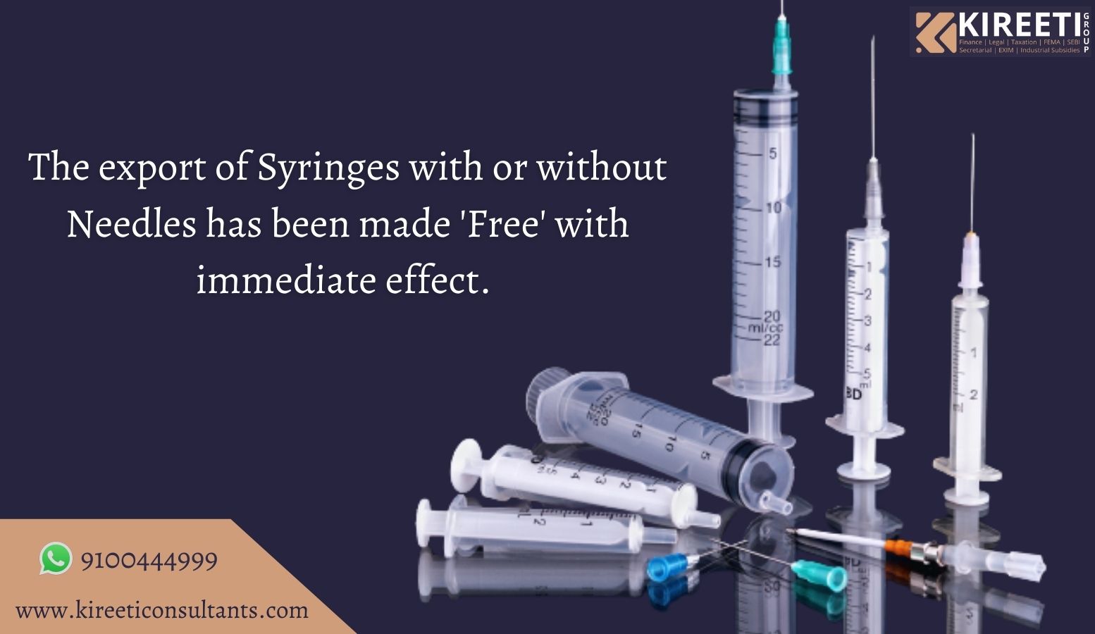 export, import, syringes, injections, disposable syringes, needles, dgft, trade notice, kireeti consultants, kcgroup