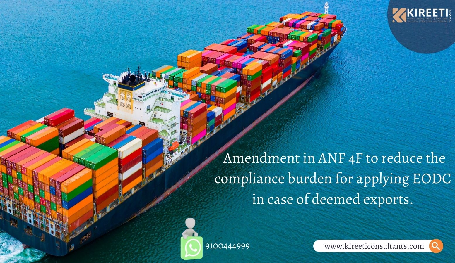 Deemed Exports, Exports, ANF-4F, Amendments, DGFT, EODC
