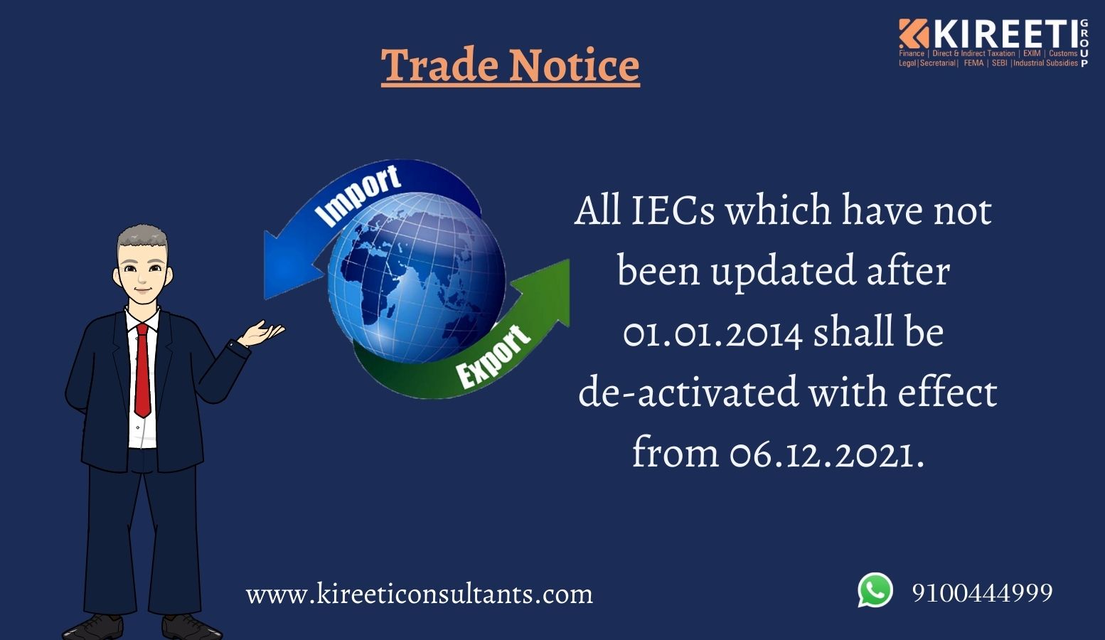 De-Activation of IEC, IEC, Trade notice, DGFT , import and export code, iec code