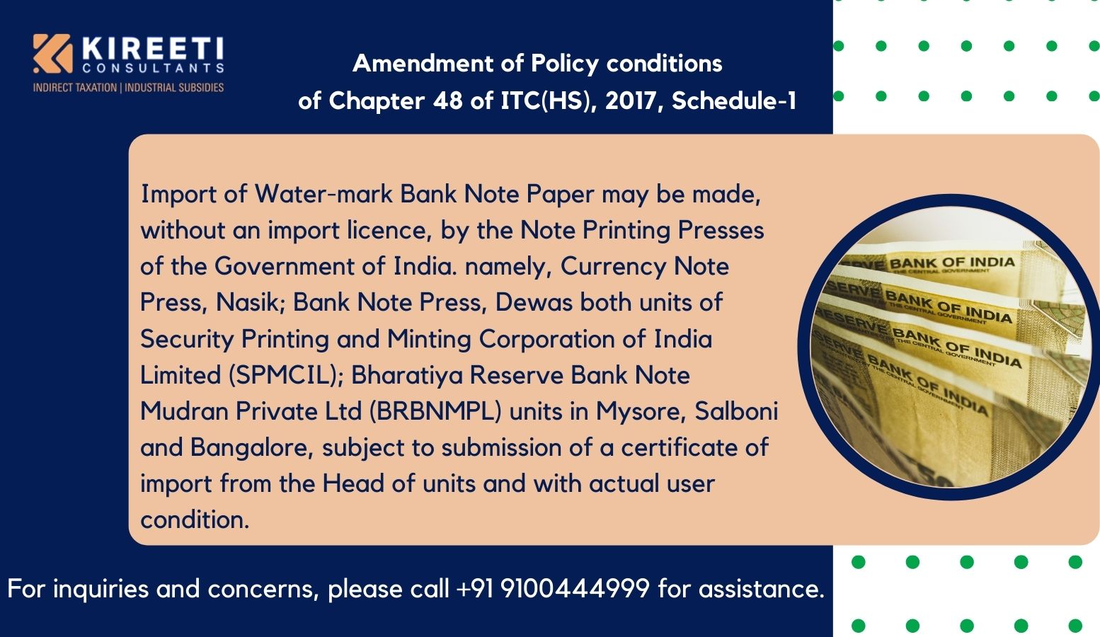 Import of Water-mark Bank Note Paper,