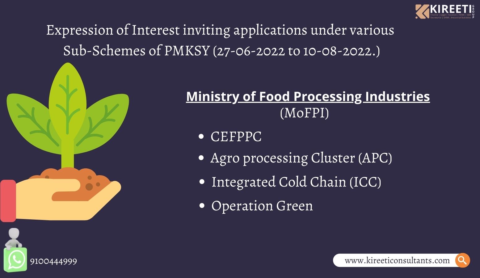 PMKSY, MoFPI, EOI, ICC, APC, CEFPPC, Operation Greens