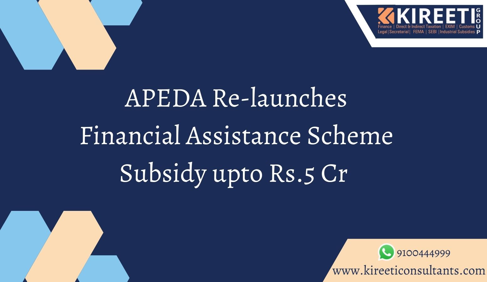 apeda, kireeticonsultants, 15finance, Operational Guidelines, APEDA New Scheme