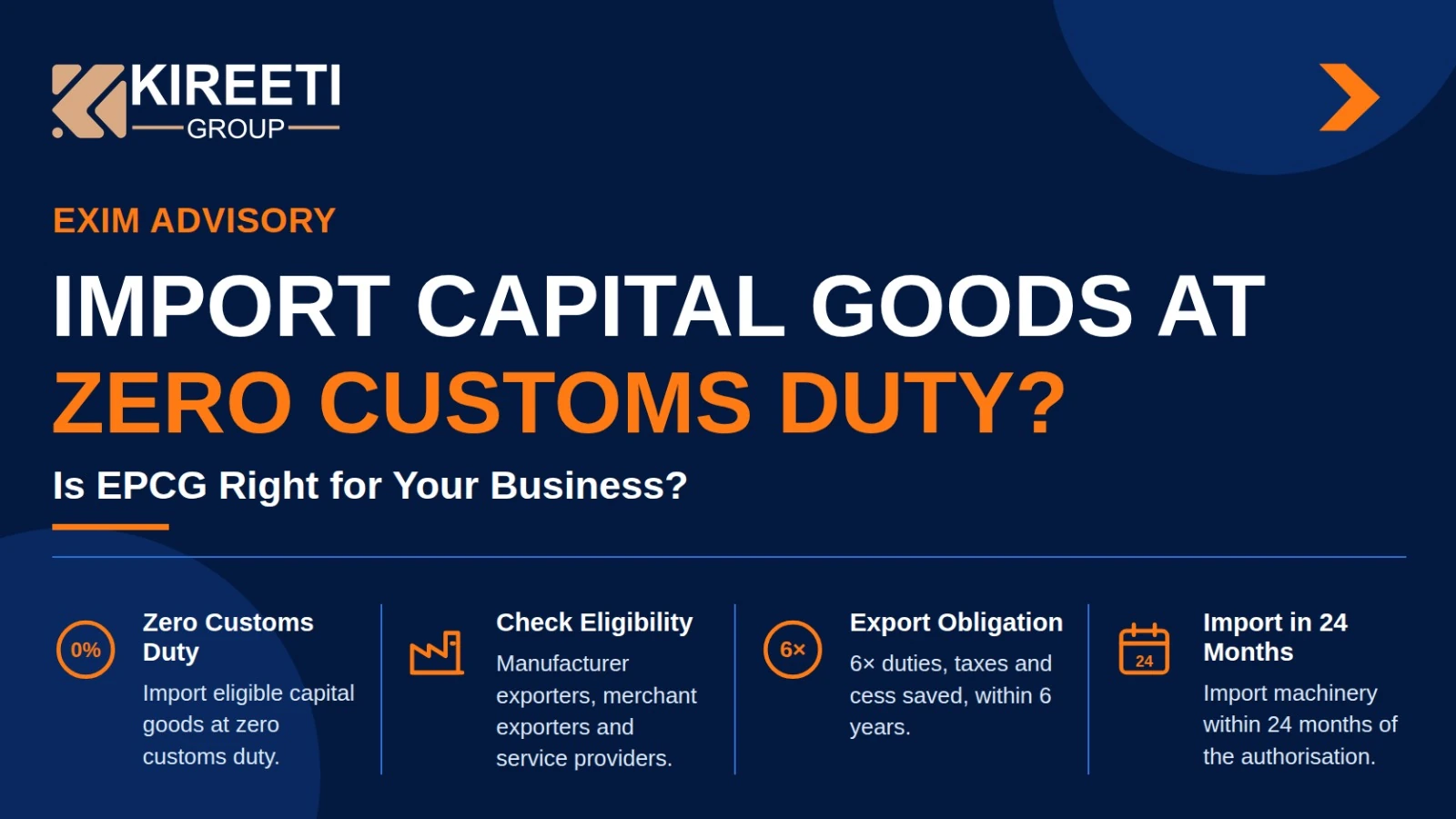 Importing capital goods at zero customs duty under the EPCG Scheme